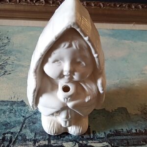 Vintage White Ceramic Hooded Asian Figurine Chopstick Holder From Benihana Tokyo